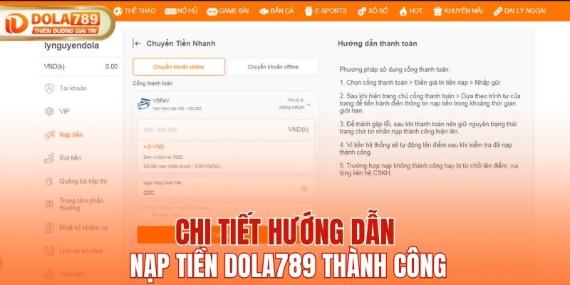 Chi tiết hướng dẫn nạp tiền DOLA789 thành công